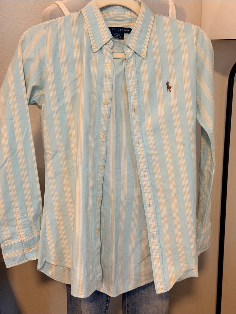 Ralph Lauren Blue & White Striped Button-Down Shirt